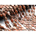 Бусины из яшмы красной овал витой 11*16мм, 40см, 25 бусин