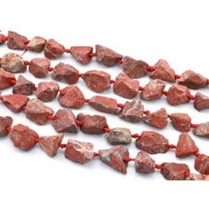 Бусины из яшмы красной галтовка 15*20мм - 20*30мм, 43см, 15 бусин