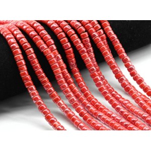 Бусины из керамики диск 6*4мм, цвет красный, 28см, 65 бусин