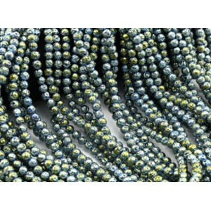 Бусины из лавы шарик 6мм цвет хамелеон синий, 36см, 60 бусин