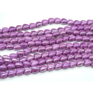 Бусины из керамики сердце 12*13мм цвет сиреневый, 36см, 30 бусин