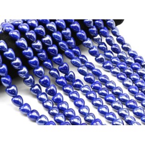 Бусины из керамики сердце 12*13мм цвет индиго, 36см, 30 бусин