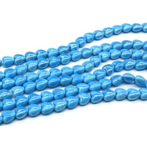 Бусины из керамики сердце 12*13мм цвет голубой, 36см, 30 бусин