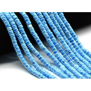 Бусины из керамики диск 6*4мм, цвет лазурный, 28см, 65 бусин