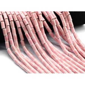 Бусины из керамики цилиндр 6*11мм, цвет розовый, 29см, 26 бусин