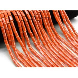 Бусины из керамики цилиндр 6*11мм, цвет оранжевый, 29см, 26 бусин