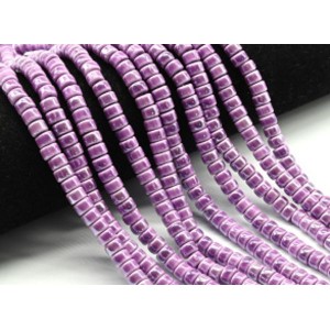 Бусины из керамики диск 6*4мм, цвет сиреневый, 28см, 65 бусин