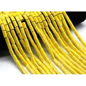 Бусины из керамики цилиндр 6*11мм, цвет желтый, 29см, 26 бусин