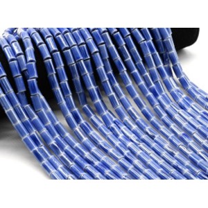 Бусины из керамики цилиндр 6*11мм, цвет синий, 29см, 26 бусин