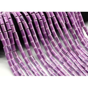 Бусины из керамики цилиндр 6*11мм, цвет сиреневый, 29см, 26 бусин