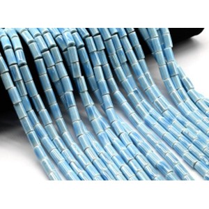 Бусины из керамики цилиндр 6*11мм, цвет голубой, 29см, 26 бусин Бусины из керамики цилиндр 6*11мм, цвет голубой, 29см, 26 бусин