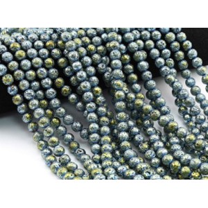 Бусины из лавы шарик 8мм цвет хамелеон сине-зеленый, 38см, 46 бусин