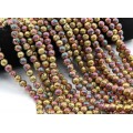 Бусины из лавы шарик 8мм цвет хамелеон золотистый, 39см, 46 бусин