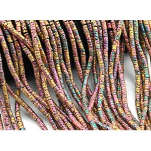 Бусины из лавы диск 7мм, цвет хамелеон золотистый, 41см, 170 бусин