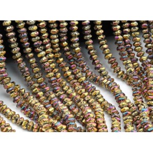 Бусины из лавы рондель 6*4мм, цвет хамелеон золотистый, 40см, 110 бусин