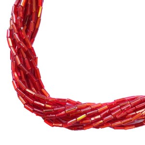 Бисер Винтажный Стеклярус на нити для люневильской вышивки, красный с внутренним посеребрением, 4 мм, ок. 16 грамм/упаковка) Италия