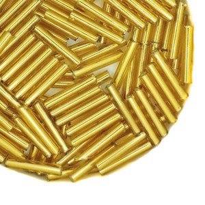 Стеклярус гладкий 12 мм Чехия Preciosa золотисто-медовые тона 17050 упаковка 10 грамм