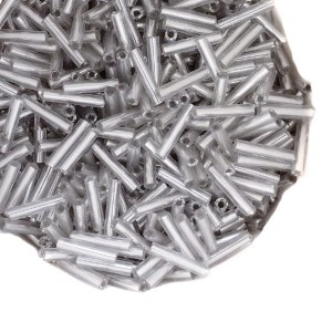 Стеклярус 9мм Китай, цвет Прозрачный, серебристое отверстие, 30 грамм/упаковка