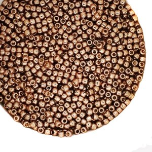 Бисер TOHO №11 цвет PF593 Permanent Finish гальванизированный миндаль  ЯПОНИЯ упаковка 10 граммов