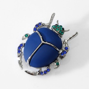 Брошь "Жук" скарабей, цвет матово-синий, цвет серебристый