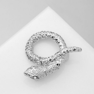 Брошь «Змея» в клубке, цвет белый, цвет серебристый