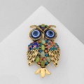 Брошь «Сова», цветная, цвет золотистый
