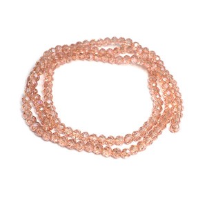 Бусина хрустальная Рондель 2,5*1,8 мм розовато-персиковый около 40 см/нить