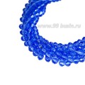 Бусины хрустальные Рондель 2,5*1,8 мм светло-синий прозрачный около 40 см нить