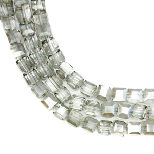 Бусины хрустальные Кубик 8 мм Серый с серебром около 30 см нить