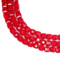 Бусины хрустальные Кубик 6 мм Красный непрозрачный около 25 см нить