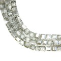 Бусины хрустальные Кубик 6 мм Серый с серебром около 25 см нить