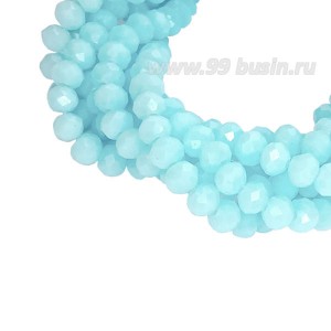 Бусины хрустальные Рондель 3,7*3 мм синий иней, 36 см нить/около 130 бусин