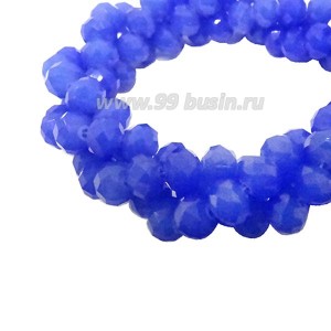 Бусина хрустальная Рондель 3*2 мм  полупрозрачный светлый кобальт, около 40 см/нить