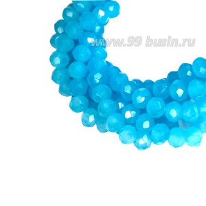 Бусины хрустальные Рондель 4*3,5 мм полупрозрачный небесно-голубой 41 см нить
