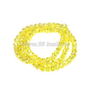 Бусина хрустальная Рондель 2,5*1,8 мм лимонный желтый/перламутр около 40см/нить