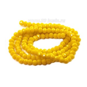Бусина хрустальная Рондель 2,5*1,8 мм непрозрачный яркий желтый около 40см /нить