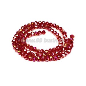 Бусина хрустальная Рондель 3,7*3 мм тёмно-красный/бензин около 35 см/нить