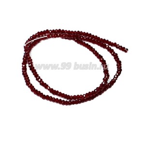 Бусины хрустальные Рондель 3,7*3 мм цвет темно-рубиновый, около 30 см нить/160 бусин