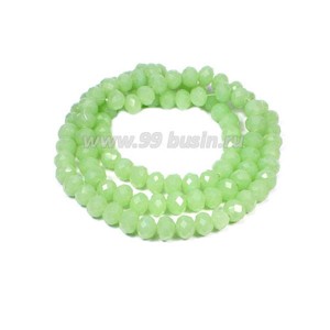 Бусина хрустальная Рондель 3,7*3 мм мятно-зеленый около 30см/нить