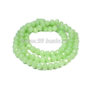 Бусина хрустальная Рондель 4*3,5 мм мятно-зеленый около 30см/нить