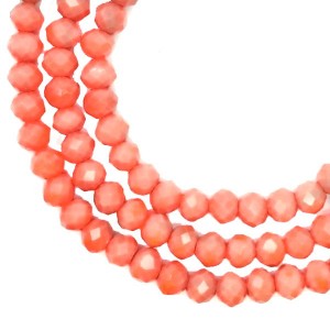 Бусина хрустальная Рондель 4*3,5 мм непрозрачный коралловый около 40 см/нить