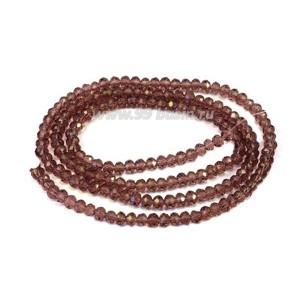 Бусина хрустальная Рондель 3*2,5 мм аметист около 30 см/нить