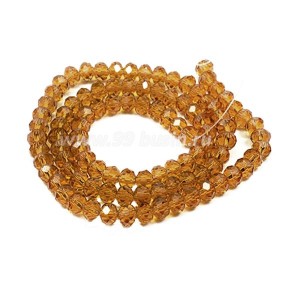 Бусина хрустальная Рондель 3*2 мм светлый янтарный около 30 см/нить