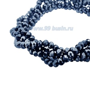 Бусина хрустальная Рондель 3,7*3 мм гематит, около 40 см/нить