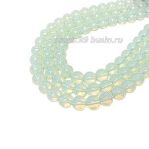 Бусины стеклянные на нити круглые 6 мм, цвет лунный камень, около 19 см/нить