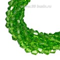 Бусина хрустальная биконус 4,5 мм прозрачный светло-зеленый нить ок. 38 см Бусина хрустальная биконус 4,5 мм прозрачный светло-зеленый нить ок. 38 см