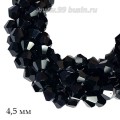 Бусина хрустальная биконус 4 мм непрозрачный черный нить ок. 36 см/95 штук Бусина хрустальная биконус 4 мм непрозрачный черный нить ок. 36 см/95 штук