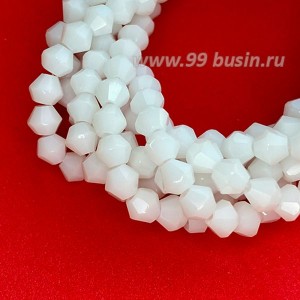 Бусина хрустальная биконус 4,5 мм непрозрачный белый нить ок 45 см/115 штук