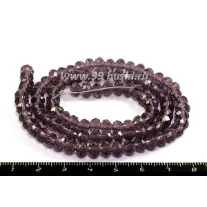 Бусина хрустальная Рондель 6*4 мм фиолетовый около 100 штук/нить