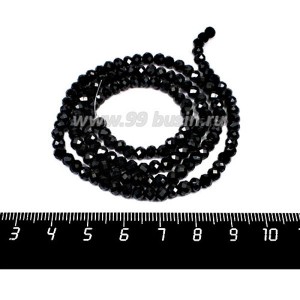 Бусина хрустальная Рондель 4*3,5 мм чёрный около 150 штук /нить